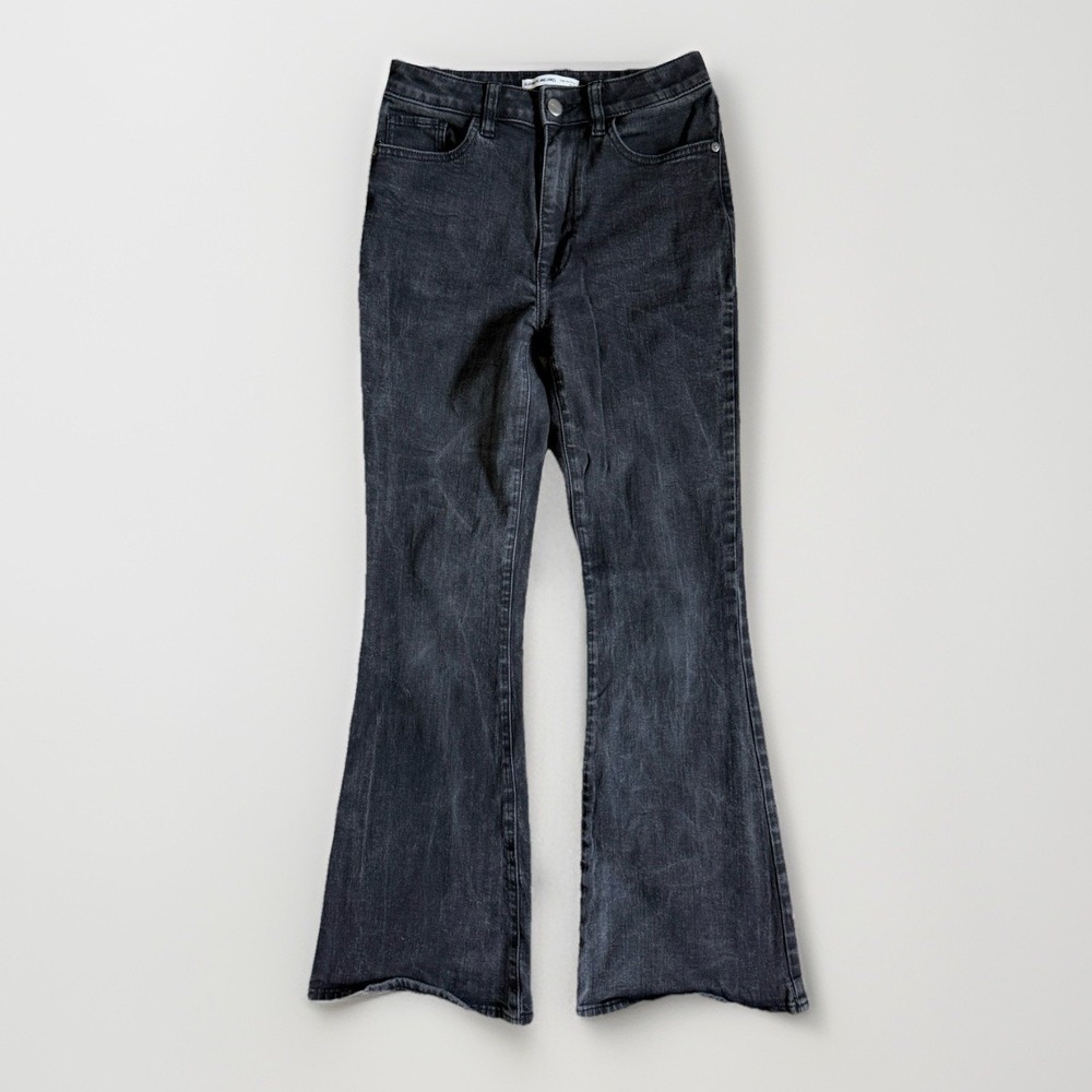 Elizabeth James High Rise Flare Jean Organic Cotton 2/26 Trend Black Denim Retro